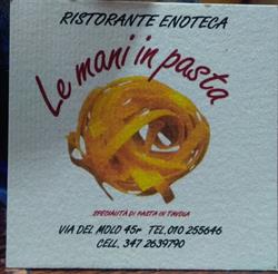 Le Mani In Pasta, Genova orari di apertura