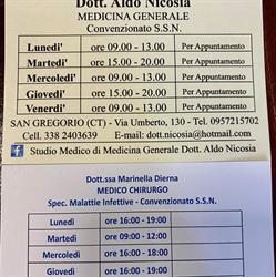 Nicosia Dr. Aldo, San Gregorio di Catania orari di apertura