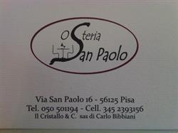Osteria San Paolo, Pisa orari di apertura
