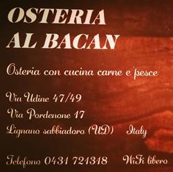 Osteria Al Bacan, Lignano Sabbiadoro orari di apertura