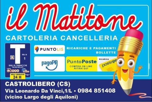 TABACCHERIA RICEVITORIA CARTOLERIA IL MATITONE, Castrolibero orari di apertura
