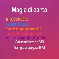 Magia di carta, San Giuseppe Jato orari di apertura