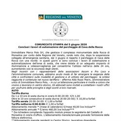 Parcheggio Cava Della Rocca Monselice, orari di apertura
