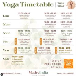 Studio Yoga MadreIndia, Torino orari di apertura