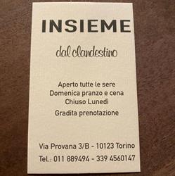 Ristorante Insieme, Torino orari di apertura