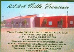 Rsa Villa Francesco, Mottola orari di apertura