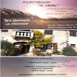 Agriturismo El Crivel Arsiè, Mellame - Orari di apertura
