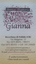 Antica Trattoria Gianna, Voltido orari di apertura